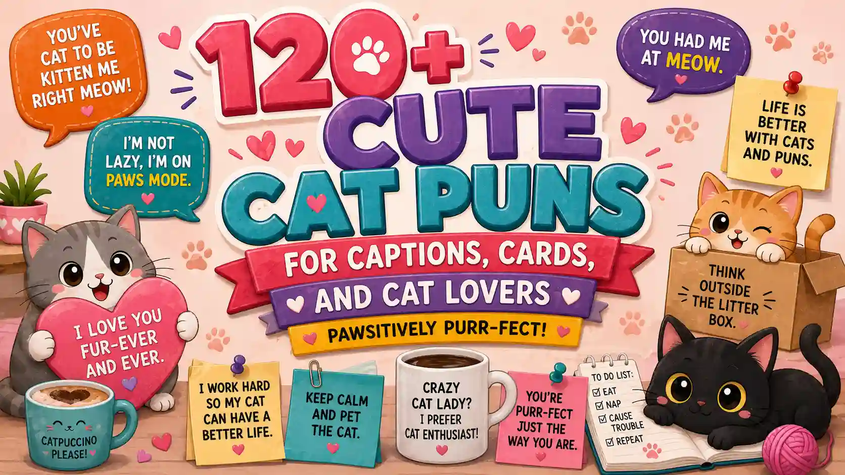 120+ Cute Cat Puns for Captions, Cards, and Cat Lovers