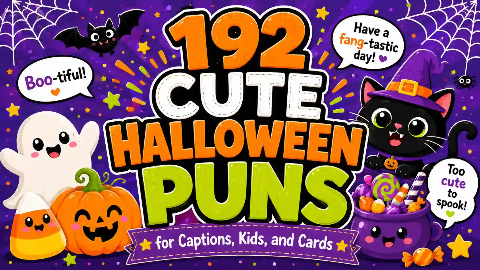 192 Cute Halloween Puns for Captions, Kids, and Cards