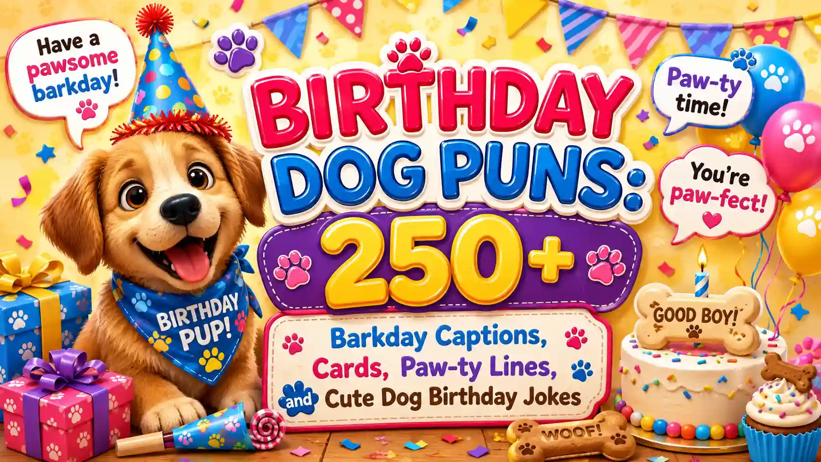 Birthday Dog Puns: 250+ Barkday Captions, Cards, Paw-ty Lines, and Cute Dog Birthday Jokes