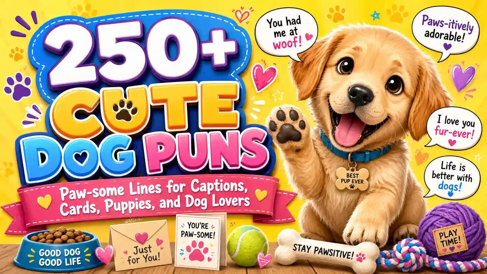 Cute Dog Puns: 250+ Paw-some Lines for Captions, Cards, Puppies, and Dog Lovers