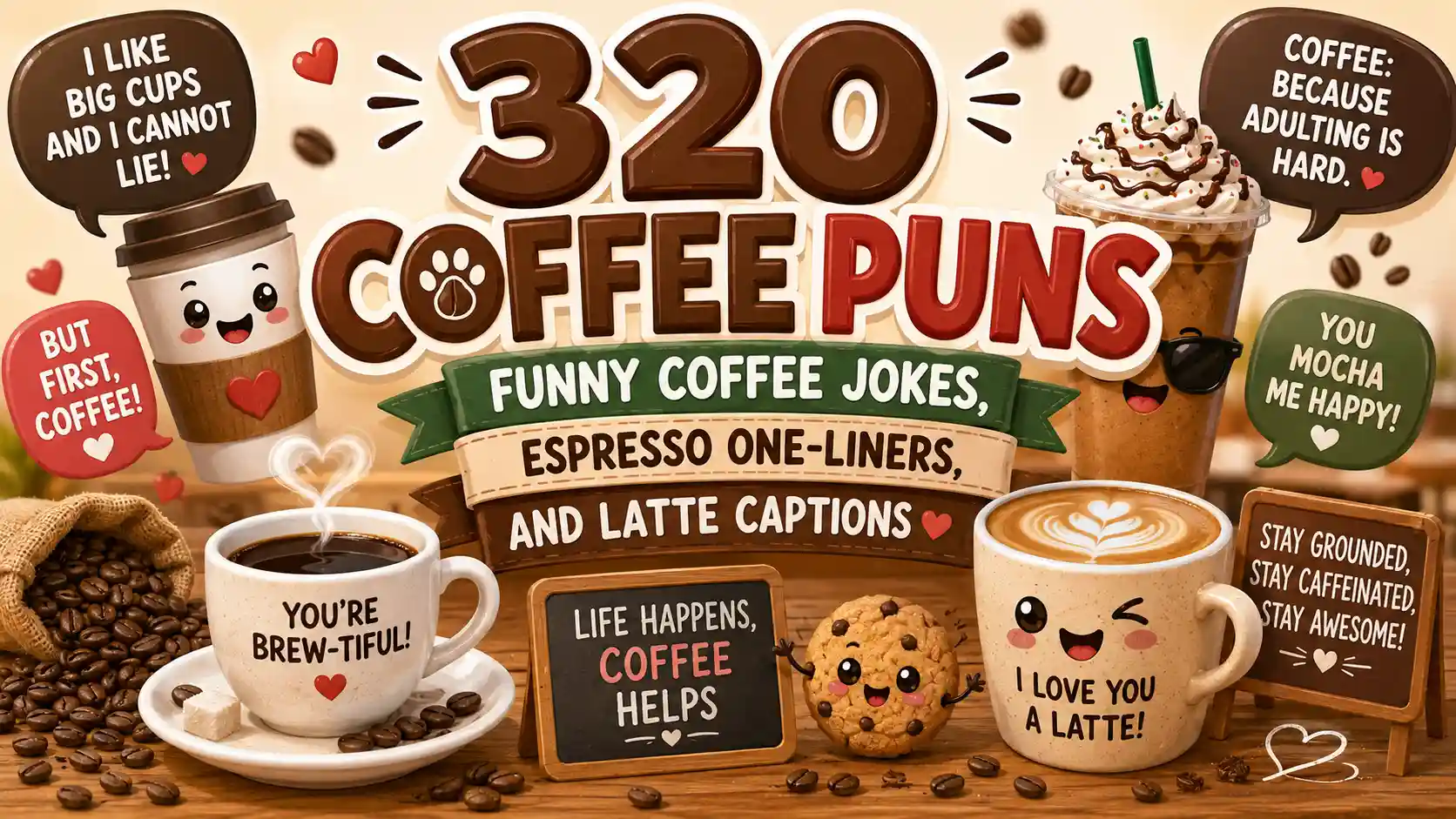 Coffee Puns: 320 Funny Coffee Jokes, Espresso One-Liners, and Latte Captions