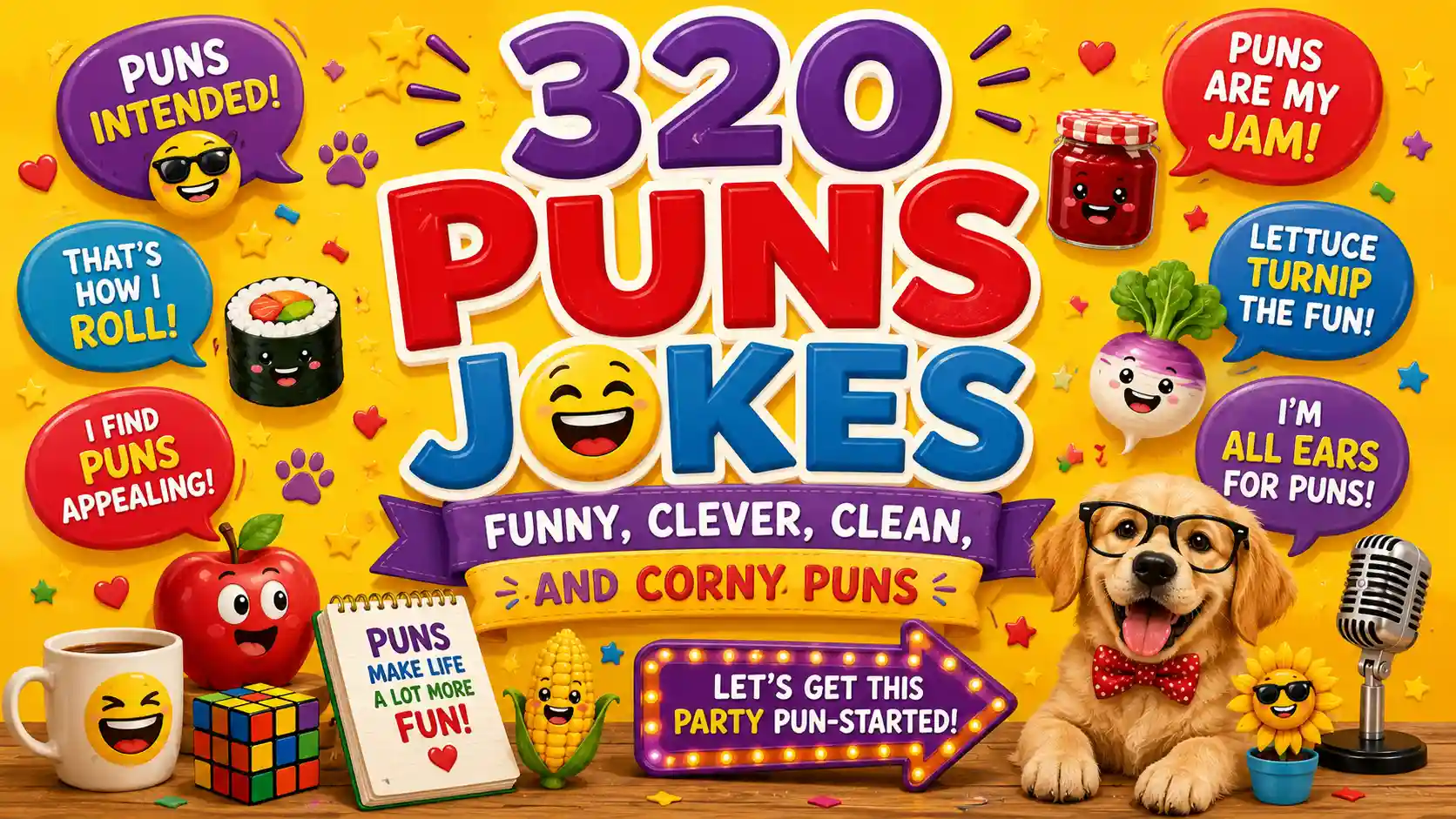 Puns Jokes: 320 Funny, Clever, Clean, and Corny Puns