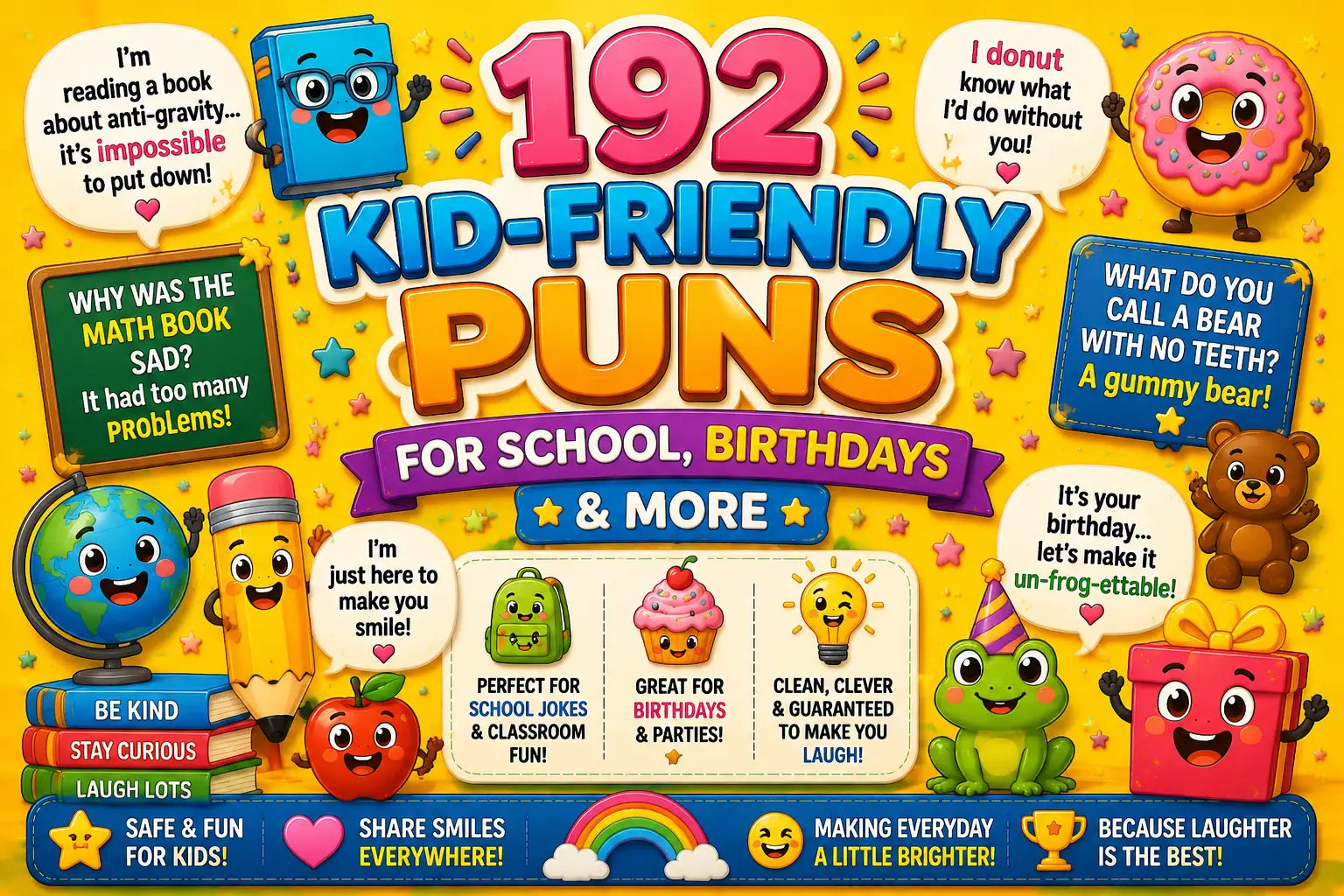 192 Kid-Friendly Puns for School, Birthdays & More