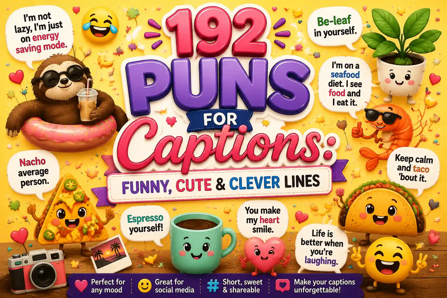 192 Puns for Captions: Funny, Cute & Clever Lines