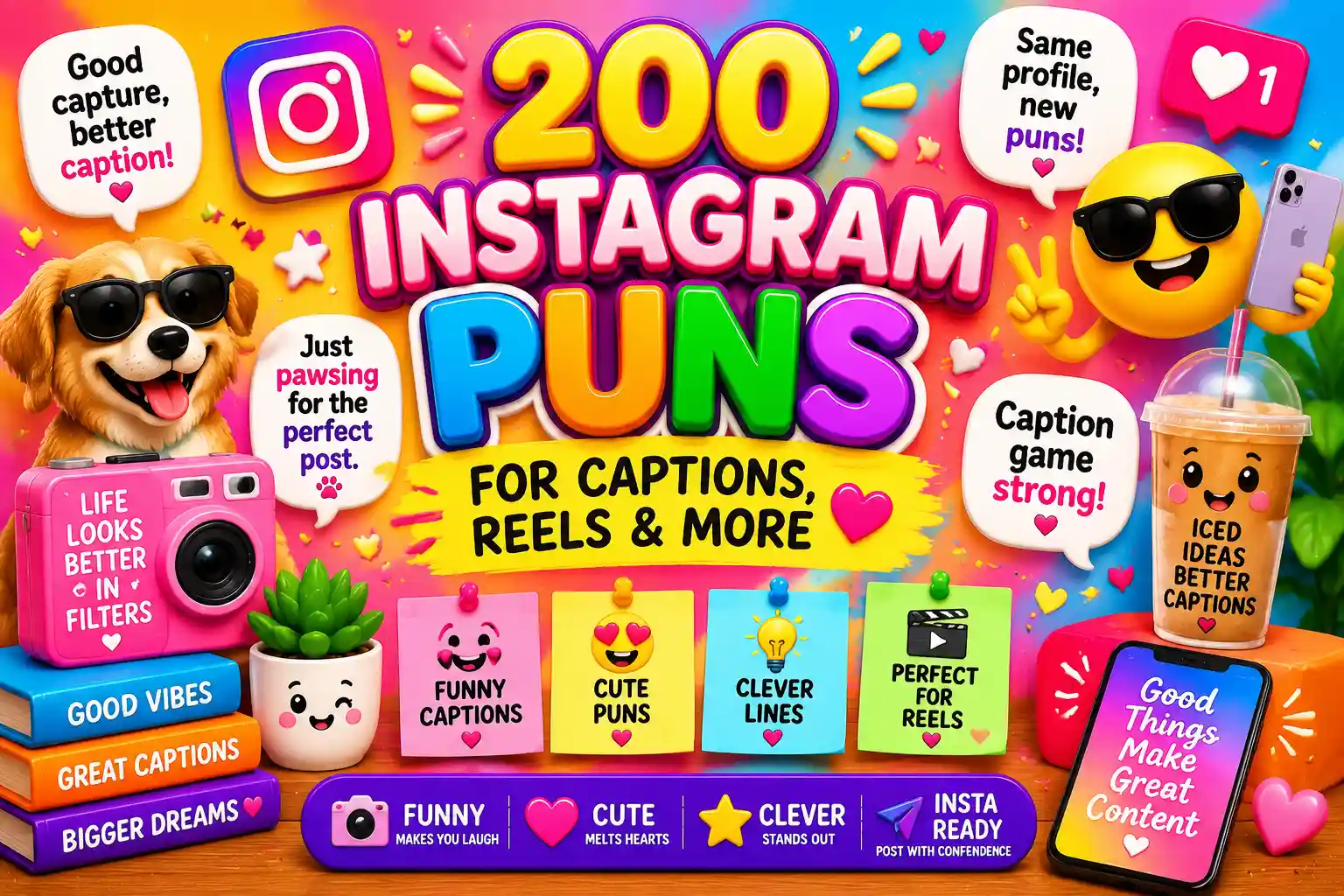 200 Instagram Puns for Captions, Reels & More
