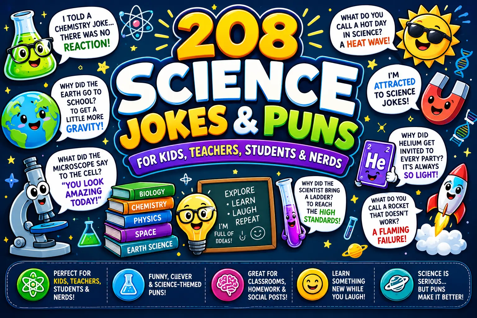208 Science Jokes & Puns for Kids, Teachers, Students & Nerds