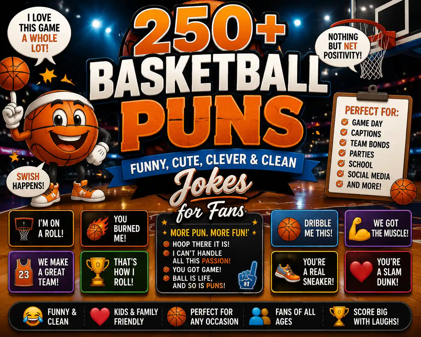250+ Basketball Puns: Funny, Cute, Clever & Clean Jokes for Fans