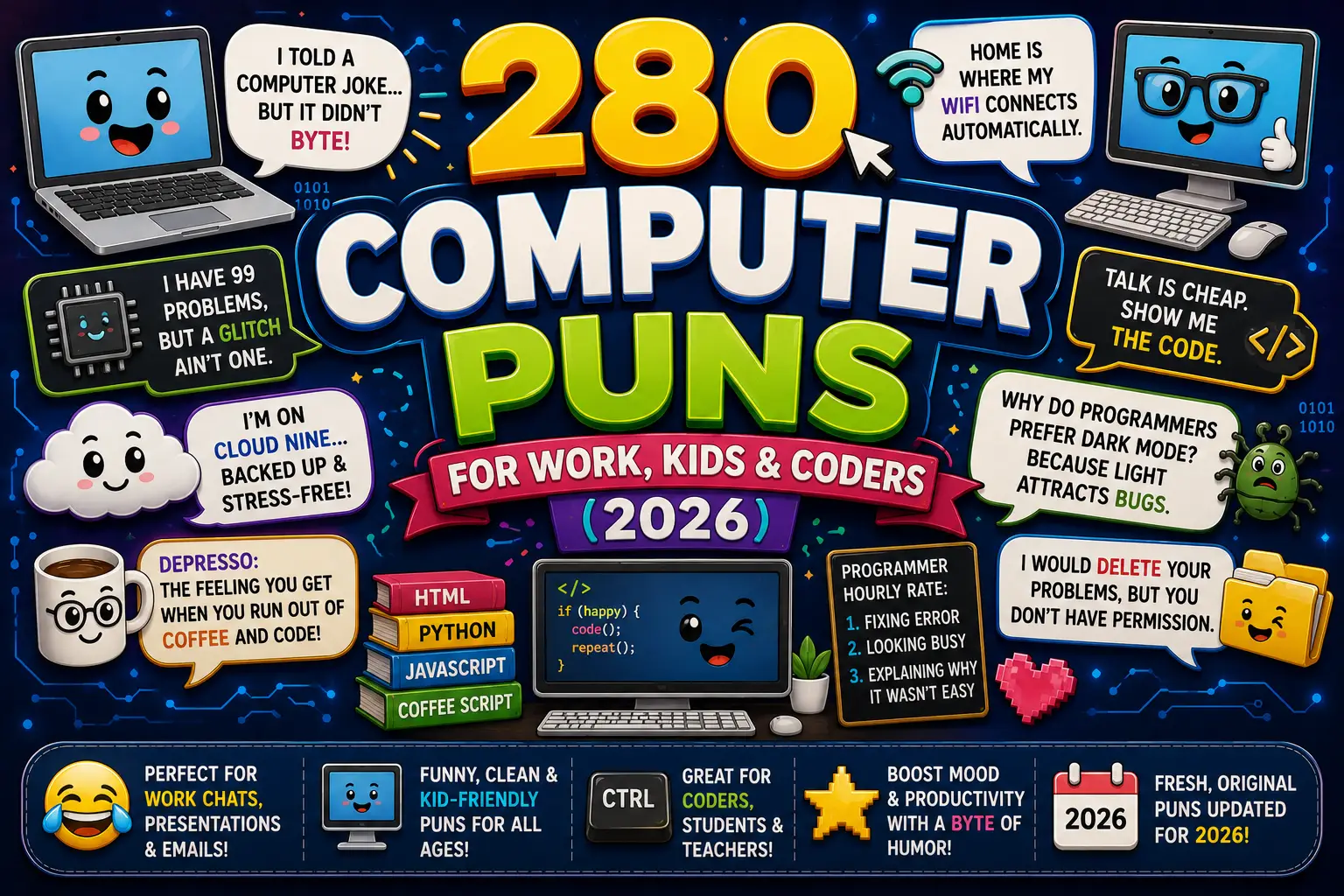280 Computer Puns for Work, Kids & Coders (2026)