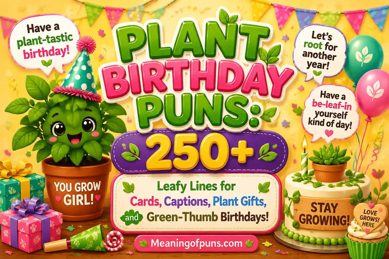 Plant Birthday Puns: 250+ Leafy Lines for Cards, Captions, Plant Gifts, and Green-Thumb Birthdays