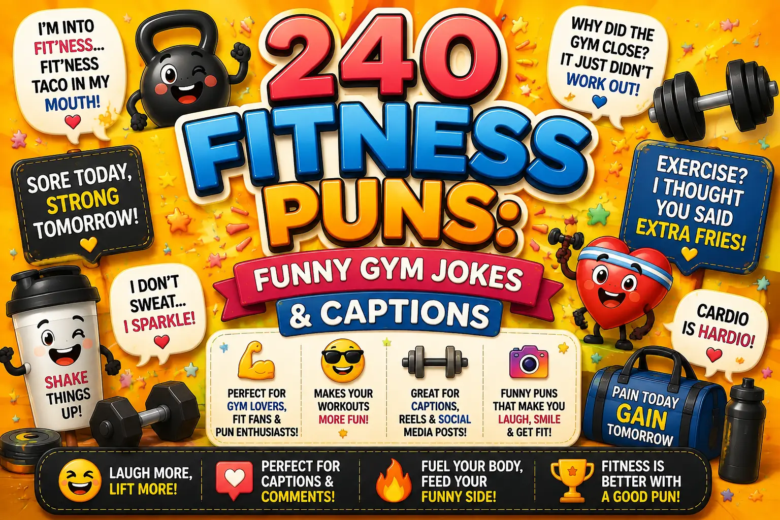 240 Fitness Puns: Funny Gym Jokes & Captions }