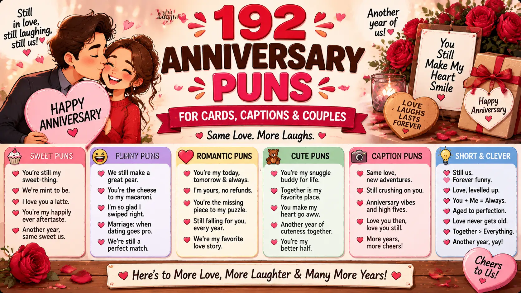 192 Anniversary Puns for Cards, Captions & Couples