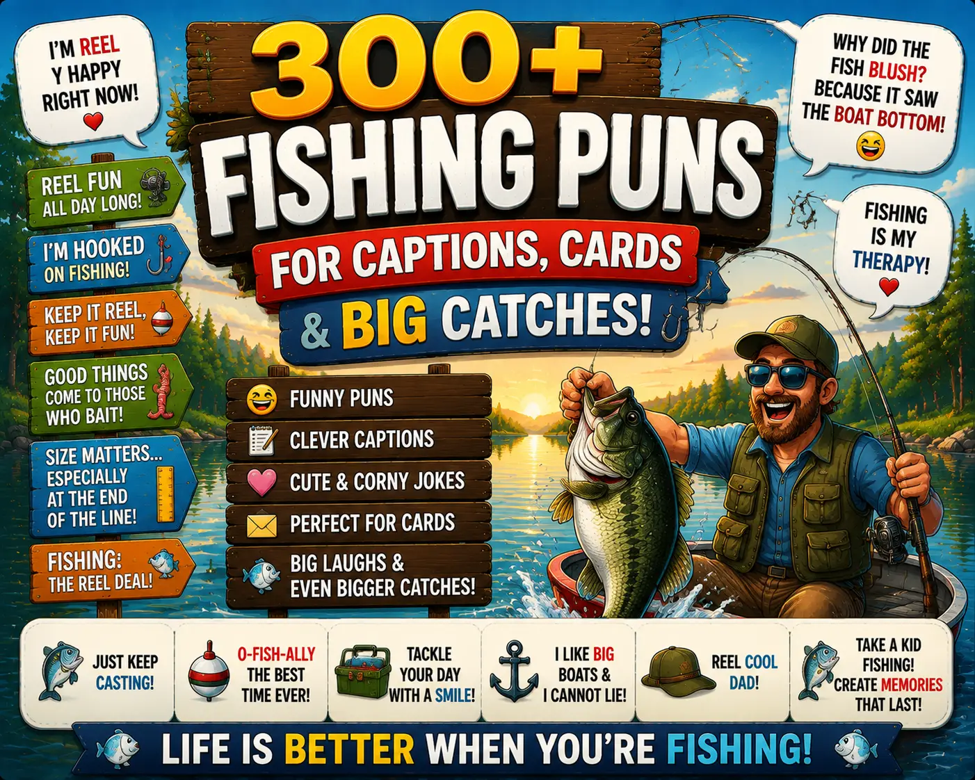 300+ Fishing Puns for Captions, Cards & Big Catches