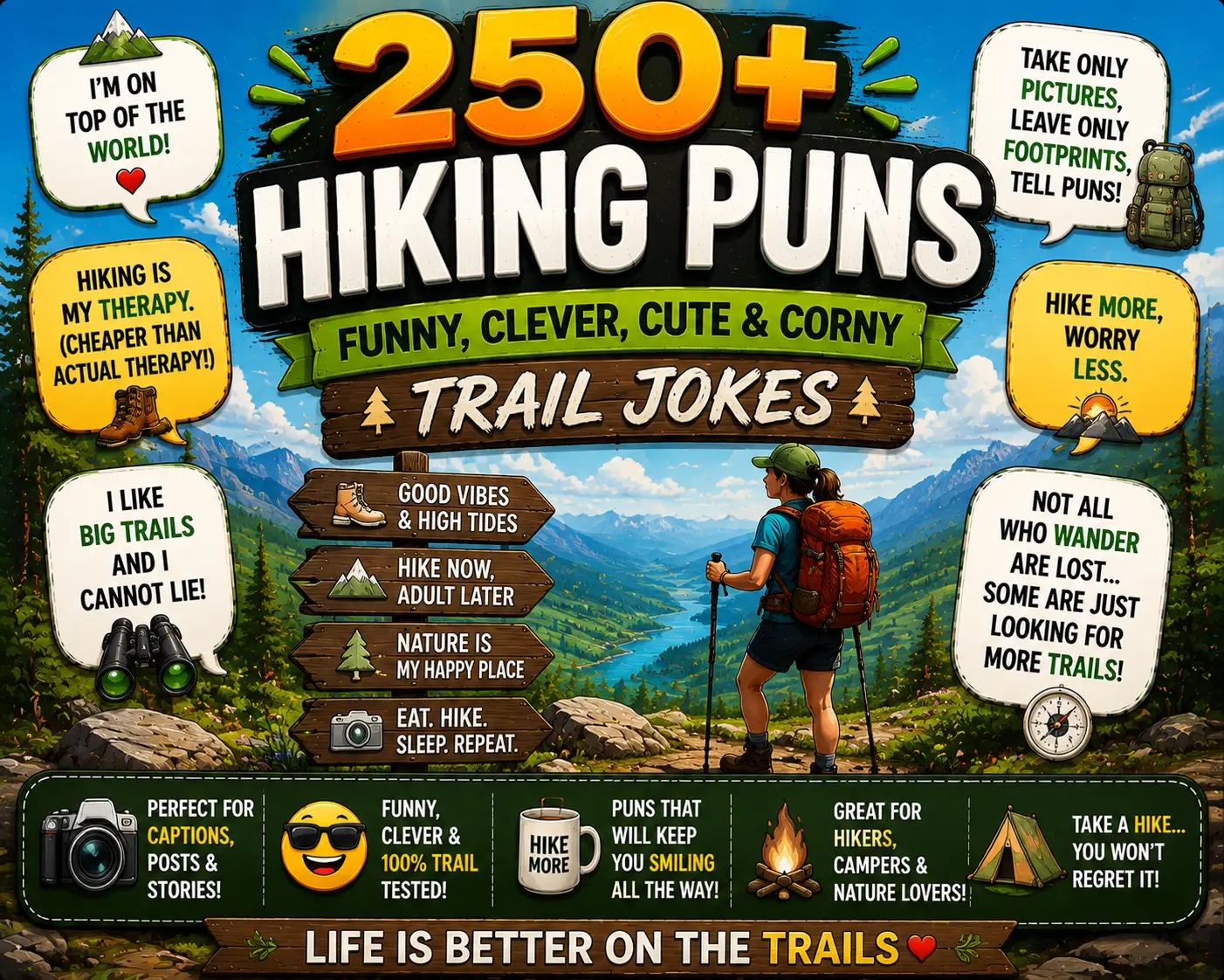 Hiking Puns: 250+ Funny, Clever, Cute & Corny Trail Jokes
