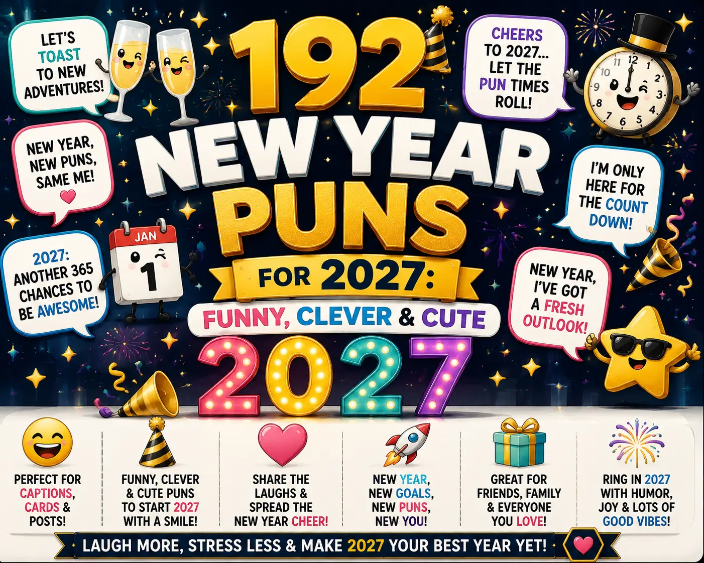 192 New Year Puns for 2027: Funny, Clever & Cute