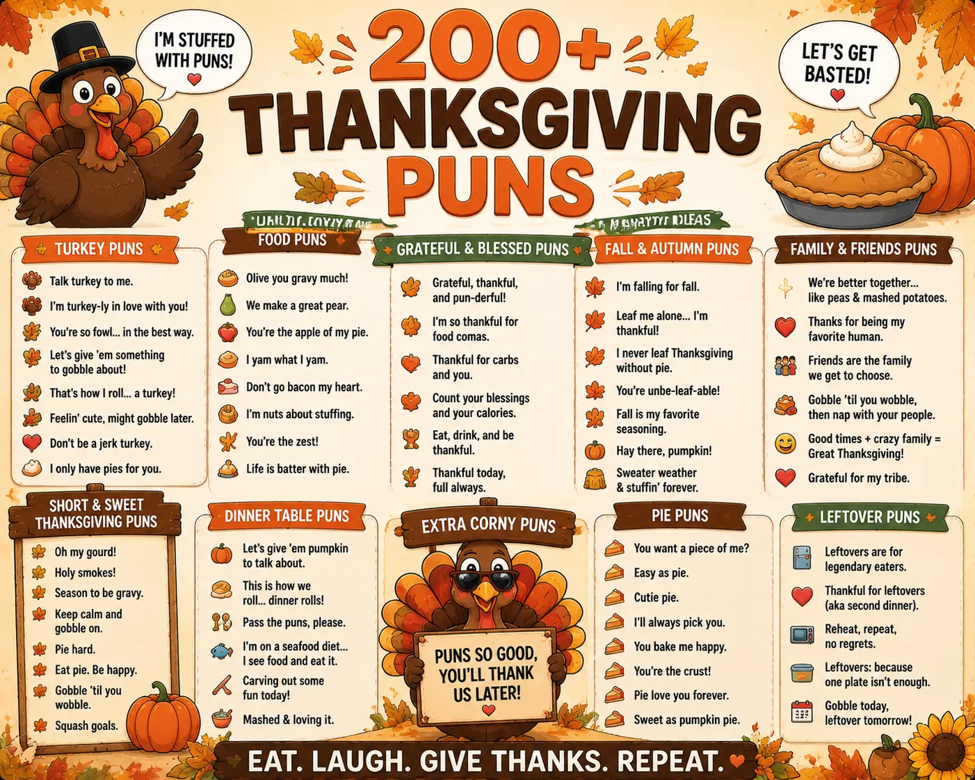 Thanksgiving Puns: 200+ Funny, Clever & Corny Ideas