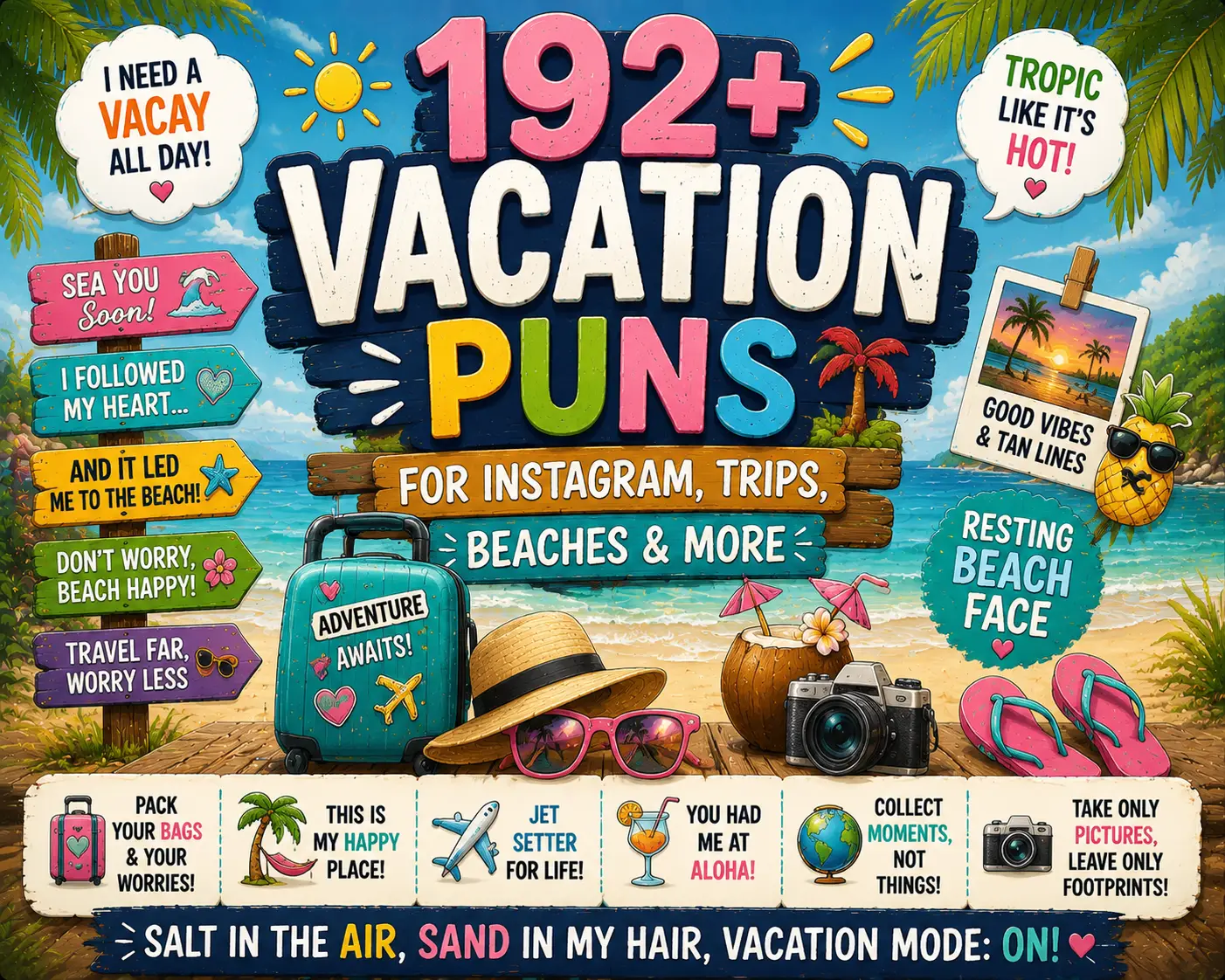 192 Vacation Puns for Instagram, Trips, Beaches & More